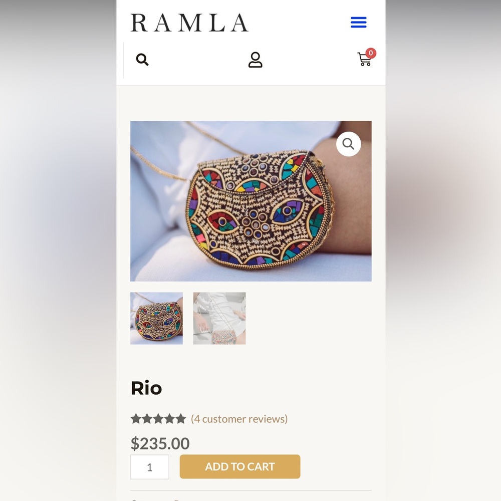 🚨RAMLA👛NWOT authentic RAMLA handmade Moroccan mosaic evening bag. - Picture 3 of 7
